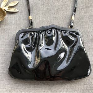 Vintage 90s latex patent PVC black evening bag